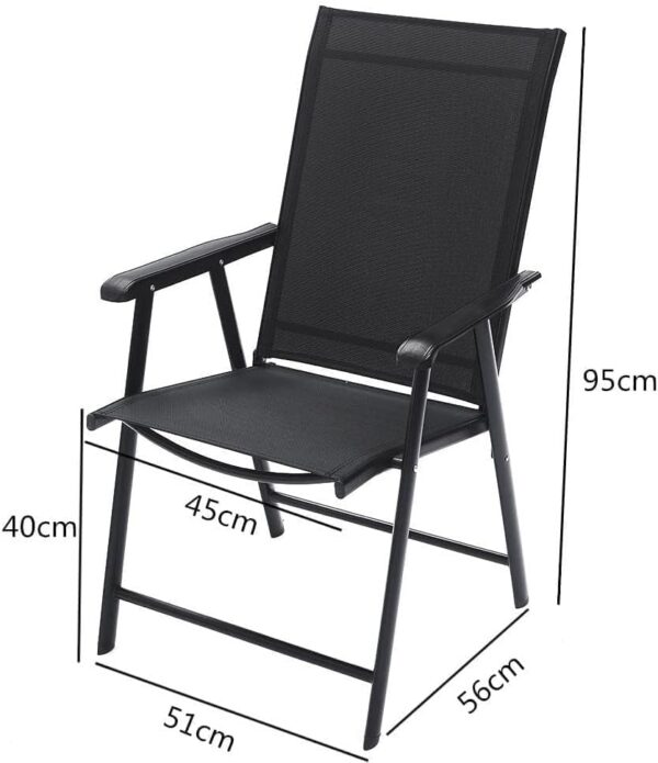 Patio Chairs, Stackable Patio Chairs with Armrests and Breathable Seat Fabric, Outdoor Dining Chair for Patio, Pool Side, Backyard | steel frame with powder coating (Classic, Gray) - Image 134