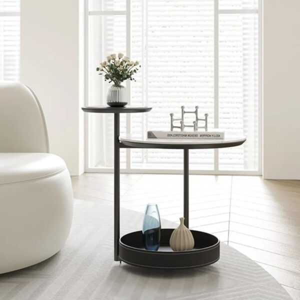 End Table 3 Tiers coffe table Sofa Side Table - Wood Nightstand with Storage Shelf - Modern Plant Stand in Living Room - Image 4