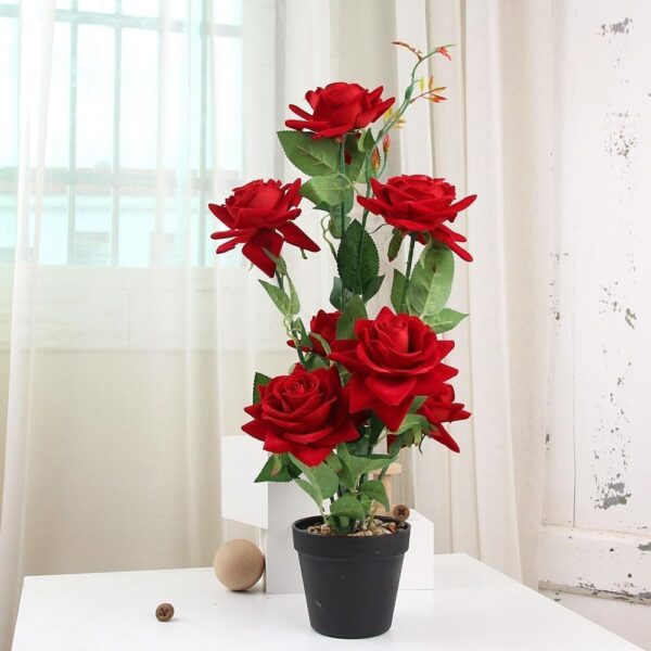 Emirates Living Artificial Tree Fake Plants Fake Trees Faux Plants Indoor Realistic Plants for Office Home Room Store with Plastic Pot & Moss Grass for Home Garden (RED)