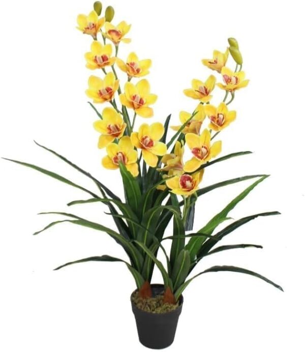 Emirates Living Artificial Tree Fake Plants Fake Trees Faux Plants Indoor Realistic Plants for Office Home Room Store (Orchid Flower (90 cm)) (YELLOW)