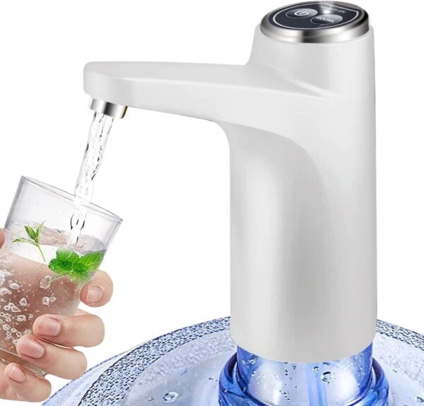 Emirates Living Water Dispenser for 5 Gallon Bottle, Mini Small Water Jug Dispenser, Automatic 5 Gal Cold Water Pump Stand for Office, Home, Kitchen, and Camping (WHITE)