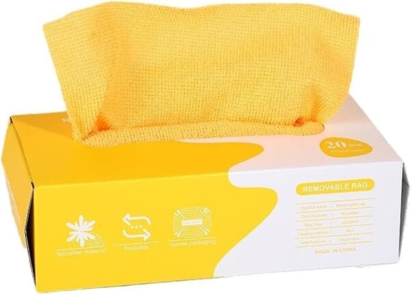 EMIRATES LIVING Cleaning Cloth, Glass Towel, Kitchen Towel Cloth, Reusable 20 Pcs/Box Grab Rag, Strong Water and Oil Absorption Rags, Washable (YELLOW)