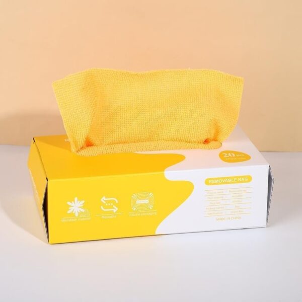 EMIRATES LIVING Cleaning Cloth, Glass Towel, Kitchen Towel Cloth, Reusable 20 Pcs/Box Grab Rag, Strong Water and Oil Absorption Rags, Washable (YELLOW) - Image 3