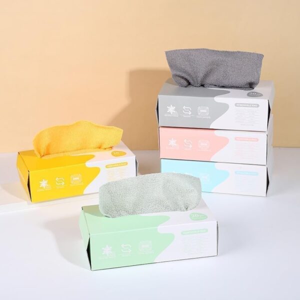 EMIRATES LIVING Cleaning Cloth, Glass Towel, Kitchen Towel Cloth, Reusable 20 Pcs/Box Grab Rag, Strong Water and Oil Absorption Rags, Washable (YELLOW) - Image 5