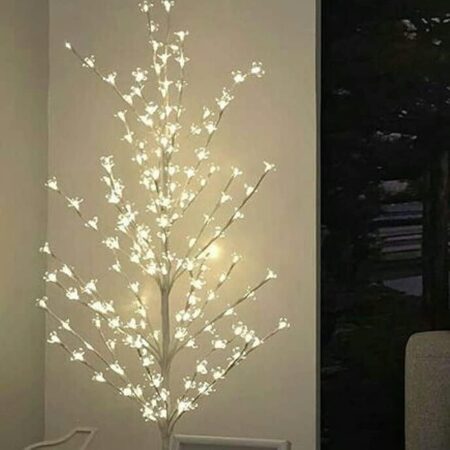 Emirates Living 5FT Birch Twig Tree With 120 Warm White LED Lights, Indoor Or Outdoor Use-White(EL-30778-7)