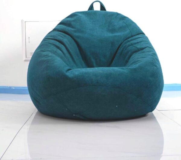EMIRATES LIVING Round Bean Bag Chair, Cotton Linen Cover, Polystyrene Bead Filling, Relaxation (Blue, Kids - Small) (BLUE) - Image 10