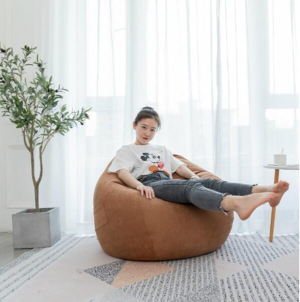 EMIRATES LIVING Round Bean Bag Chair, Cotton Linen Cover, Polystyrene Bead Filling, Relaxation (Blue, Kids - Small) (RED) - Image 12