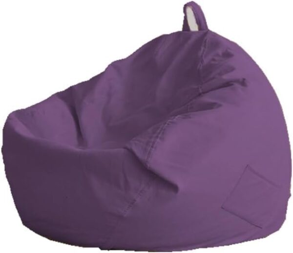 EMIRATES LIVING Round Bean Bag Chair, Cotton Linen Cover, Polystyrene Bead Filling, Relaxation (Blue, Kids - Small) (PURPLE) - Image 3