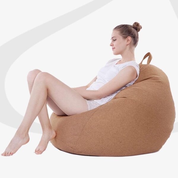 EMIRATES LIVING Round Bean Bag Chair, Cotton Linen Cover, Polystyrene Bead Filling, Relaxation (Blue, Kids - Small) (PURPLE) - Image 14