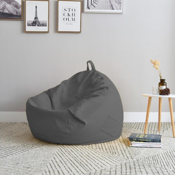 EMIRATES LIVING Round Bean Bag Chair, Cotton Linen Cover, Polystyrene Bead Filling, Relaxation (Blue, Kids - Small) (BROWN) - Image 15