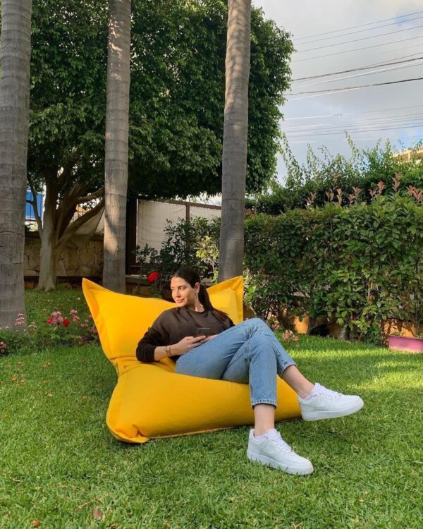 EMIRATES LIVING Multifunctional lounge Bean bag, Suitable for indoor and outdoor use, Water- and dirt repellent, 100% salutation Dyed acrylic (YELLOW) - Image 7