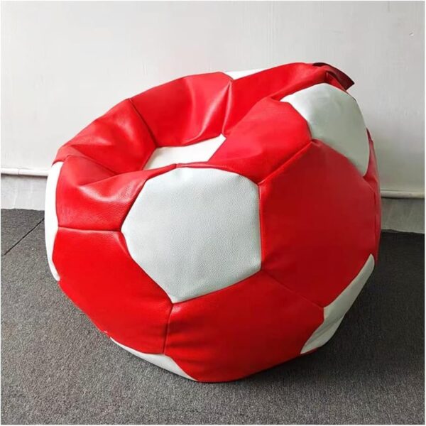 Emirates Living Soccer Bean Bag, Leather Durable Double Stitched Material Sturdy Zippers, Ideal for Teenagers Pvc Leather Large Football Bean Bag (RED & WHITE)