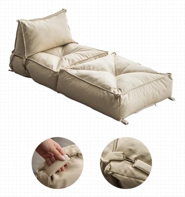 EMIRATES LIVING Bean Bag Soft and comfortable Lounger chair Living Room Furniture Bed Folding Recliner Sofa with Filler Living Room Lazy Couch Comfortable Leisure Chair Furniture (BEIGE) - Image 11