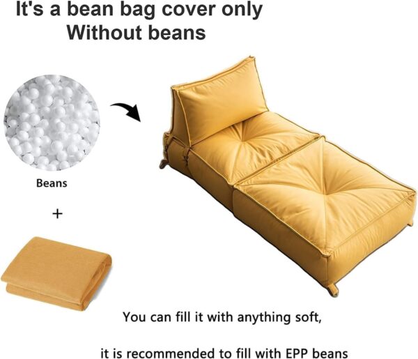 EMIRATES LIVING Bean Bag Soft and comfortable Lounger chair Living Room Furniture Bed Folding Recliner Sofa with Filler Living Room Lazy Couch Comfortable Leisure Chair Furniture (PURPLE) - Image 5