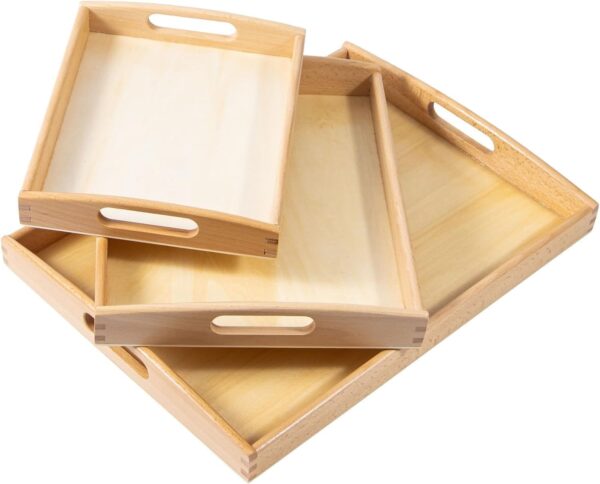 Emirates Living Bamboo Serving Tray with Handles - 3 Pack Wooden Serving Tray With Handles - Rectangular Tray Large, Small, Medium - Breakfast Wooden Tray (BROWN) - Image 7