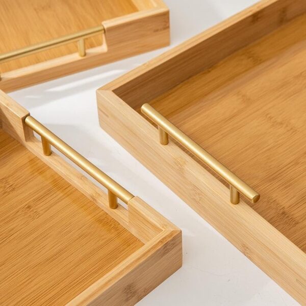 Emirates Living Bamboo Serving Tray with Handles - 3 Pack Wooden Serving Tray With Handles - Rectangular Tray Large, Small, Medium - Breakfast Wooden Tray (BROWN) - Image 18