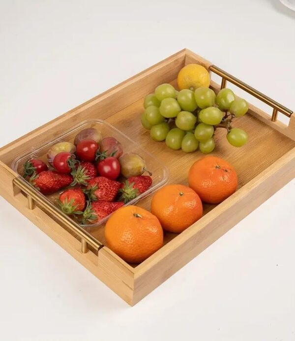 Emirates Living Bamboo Serving Tray with Handles - 3 Pack Wooden Serving Tray With Handles - Rectangular Tray Large, Small, Medium - Breakfast Wooden Tray (BROWN) - Image 19