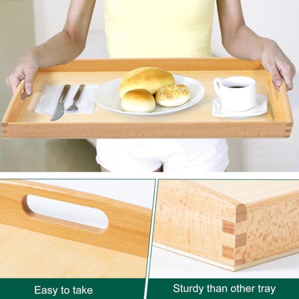 Emirates Living Bamboo Serving Tray with Handles - 3 Pack Wooden Serving Tray With Handles - Rectangular Tray Large, Small, Medium - Breakfast Wooden Tray (WOOD) - Image 5