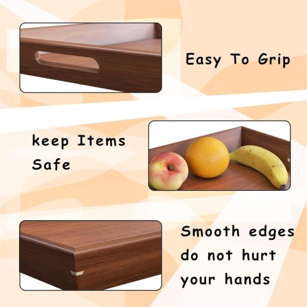 Emirates Living Bamboo Serving Tray with Handles - 3 Pack Wooden Serving Tray With Handles - Rectangular Tray Large, Small, Medium - Breakfast Wooden Tray (WOOD) - Image 20