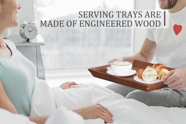 Emirates Living Bamboo Serving Tray with Handles - 3 Pack Wooden Serving Tray With Handles - Rectangular Tray Large, Small, Medium - Breakfast Wooden Tray (BEIGE) - Image 19