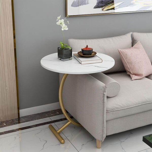 Emirates Living Nordic Table Living Sofa Corner Box Stainless Steel Creative Table Small Glass Round Table - Image 2