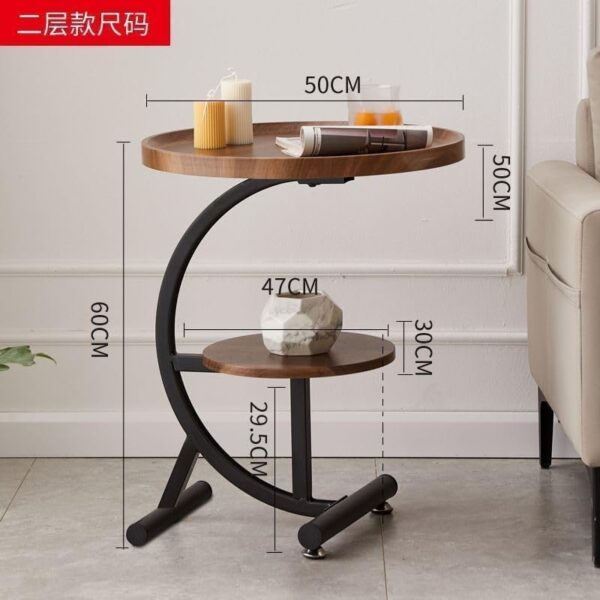 Emirates Living Small Tableside Coffee Table 2 Tier Sofa Table Easy to Assemble Snack Table Round Night stand Metal Frame - Image 3