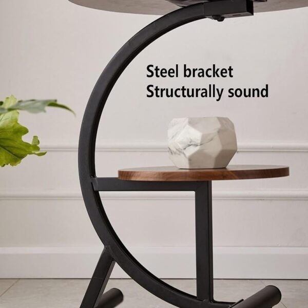 Emirates Living Small Tableside Coffee Table 2 Tier Sofa Table Easy to Assemble Snack Table Round Night stand Metal Frame - Image 7