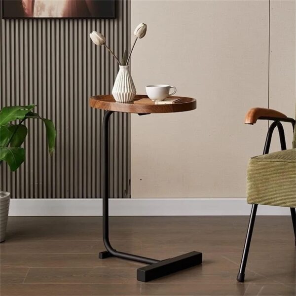 Emirates Living C-Shaped End Table,C Table for Couch,Coffee End Table,Sofa Snack Side Side Tables,with Metal Frame, Industrial, for Living Room,Bedroom - Image 6