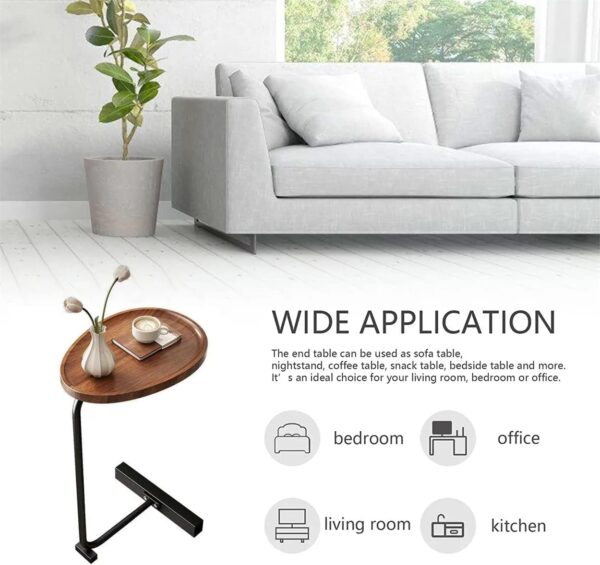 Emirates Living C-Shaped End Table,C Table for Couch,Coffee End Table,Sofa Snack Side Side Tables,with Metal Frame, Industrial, for Living Room,Bedroom - Image 8