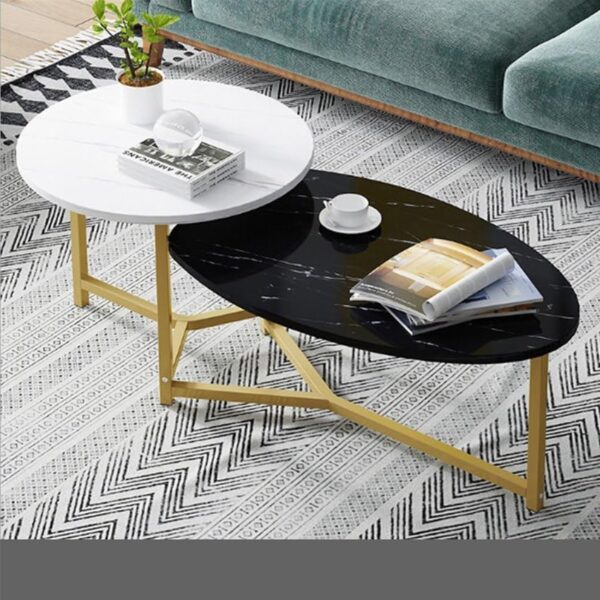 Emirates Living End Table Coffee Table 2 Layer Sturdy Cocktail Table Used in The Living Room Bedroom Sofa Bedside Tea Table Industrial Open Storage Shelf Coffee Table Bungalow Marble Pattern Wood