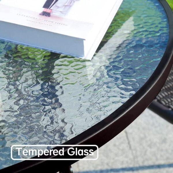 Emirates Living Stylish Round Patio Table with Tempered Glass Top and Durable Metal Frame (WHITE) - Image 8