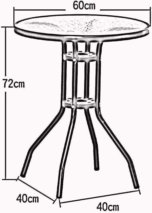 Emirates Living Stylish Round Patio Table with Tempered Glass Top and Durable Metal Frame (BROWN) - Image 3