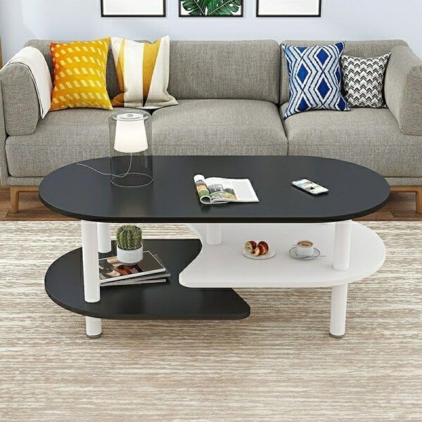 Emirates Living 2-Tier Coffee Table, Coffee Table, Faux Marble Coffee Table for Living Room, Modern Center Table, 100 x 50 x 45 cm, With Storage Shelf, Faux Marble Coffee Table With Storage Shelf (A1)