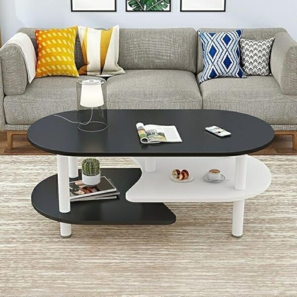 Emirates Living 2-Tier Coffee Table, Coffee Table, Faux Marble Coffee Table for Living Room, Modern Center Table, 100 x 50 x 45 cm, With Storage Shelf, Faux Marble Coffee Table With Storage Shelf (A4)