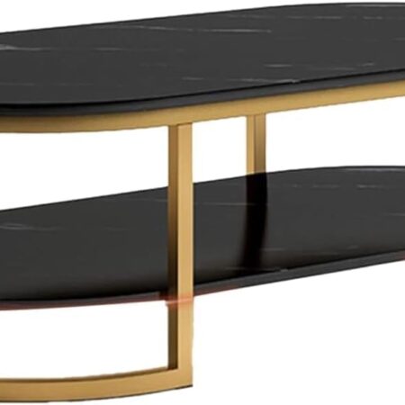 Emirates Living Room Coffee Table Decoration Accessories Luxury Writing Table White Modern Design Muebles Living Room Furniture (Black + Gold, L120 * W60 * H45)