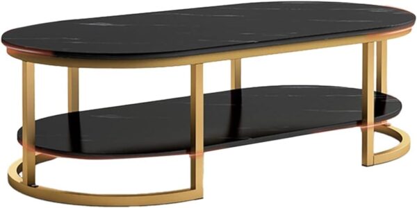 Emirates Living Room Coffee Table Decoration Accessories Luxury Writing Table White Modern Design Muebles Living Room Furniture (Black + Gold, L120 * W60 * H45)