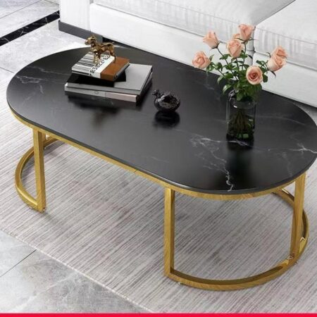 Emirates Living Room Coffee Table Decoration Accessories Luxury Writing Table White Modern Design Muebles Living Room Furniture (White + Gold, L120 * W60 * H45)