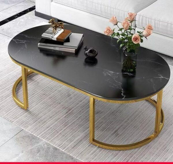 Emirates Living Room Coffee Table Decoration Accessories Luxury Writing Table White Modern Design Muebles Living Room Furniture (Black + Gold, L120 * W60 * H45) - Image 2