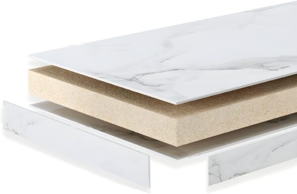 Emirates Living Modern Coffee Table with Storage Shelf, Marble Finish Top, Gold Metal Frame, Rectangular Design for Living Room (White/Gold, L100 * W48 * H51) - Image 3