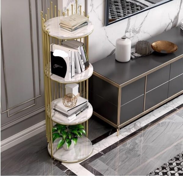 Emirates Living Corner Shelf Corner Shelves Corner Rack Freestanding 4-Tier Metal Corner Shelf Corner Bookshelf Display Rack Storage - Image 3