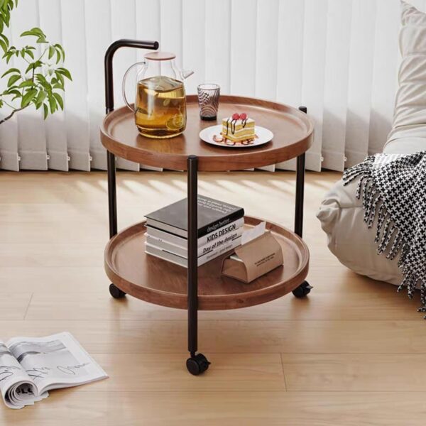 Emirates Living Table with Rolling Wheels,Coffee Table,Movable Small Coffee Table 2 Layers Small Trolley,Nordic Style Living Room Trolley Suitable