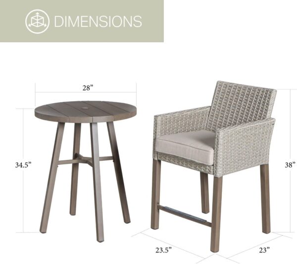 Emirates Living 3 Pieces Patio Conversation Bistro Set Modern Chairs with Coffee Table for Home and Furniture Conversation Sets with Porch Chairs and Glass - Image 2