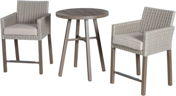 Emirates Living 3 Pieces Patio Conversation Bistro Set Modern Chairs with Coffee Table for Home and Furniture Conversation Sets with Porch Chairs and Glass - Image 3