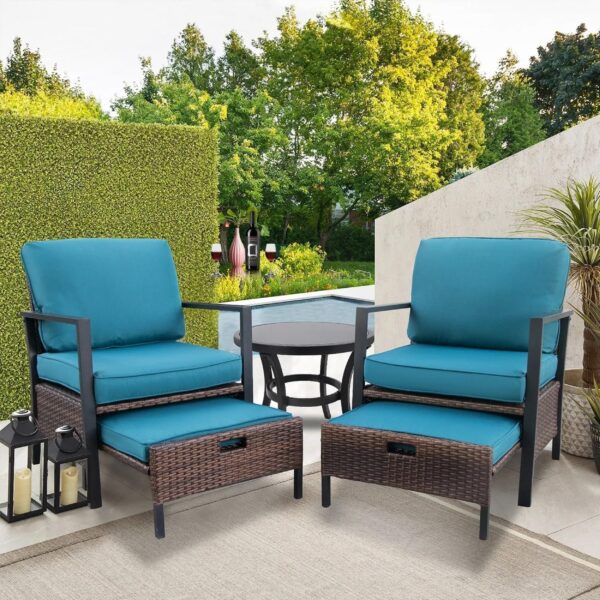 Emirates Living 5 Pieces Patio Furniture Set Outdoor Patio Conversation Bistro Set Modern Chairs with Coffee Table for Home and Furniture Conversation Sets with Porch Chairs and Glass - Image 5