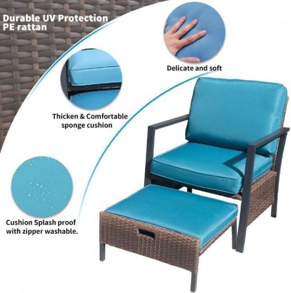 Emirates Living 5 Pieces Patio Furniture Set Outdoor Patio Conversation Bistro Set Modern Chairs with Coffee Table for Home and Furniture Conversation Sets with Porch Chairs and Glass - Image 7