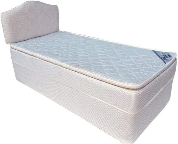 Emirates Living Devan Bed With Headboard With Spring Pillow Top Mattress (Double - W 120 x L 190 x H 25 cm)