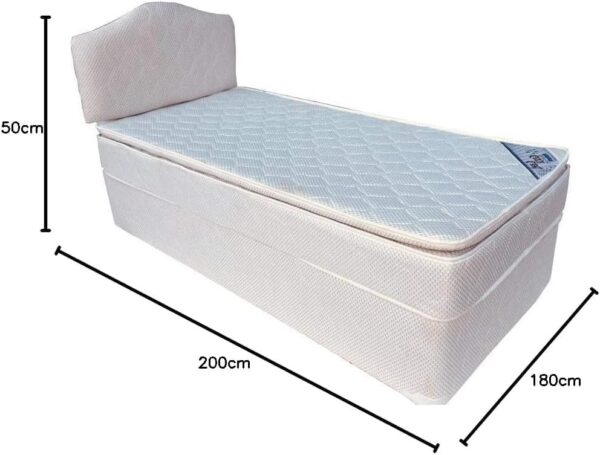 Emirates Living Devan Bed With Headboard With Spring Pillow Top Mattress (Double - W 120 x L 190 x H 25 cm) - Image 2