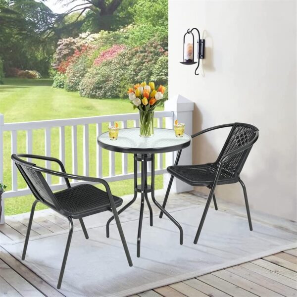 Emirates Living Garden Dining Set 3 Piece Outdoor Furniture Patio Dining Table and Chair Balcony Dinner Table Dinner Chair Poly Rattan Anthracite & Grey - Image 2