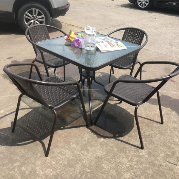 Emirates Living Garden Dining Set 5 Piece Outdoor Furniture Patio Dining Table and Chair Balcony Dinner Table Dinner Chair Poly Rattan Anthracite & Grey