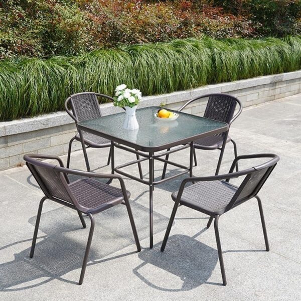 Emirates Living Garden Dining Set 5 Piece Outdoor Furniture Patio Dining Table and Chair Balcony Dinner Table Dinner Chair Poly Rattan Anthracite & Grey - Image 4